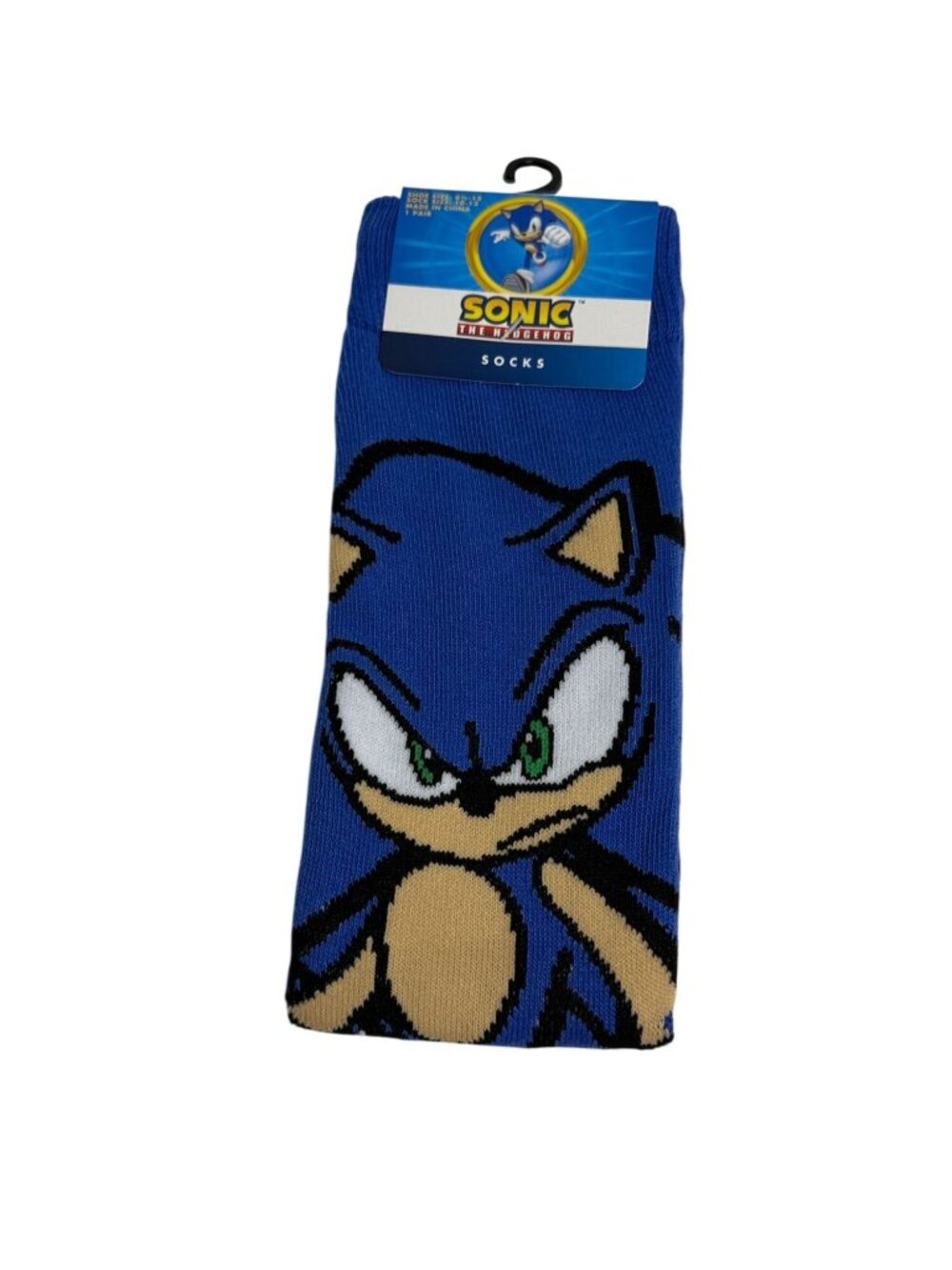 Sonic the Hedgehog Blue Character Crew Socks Size 6.5-12 New